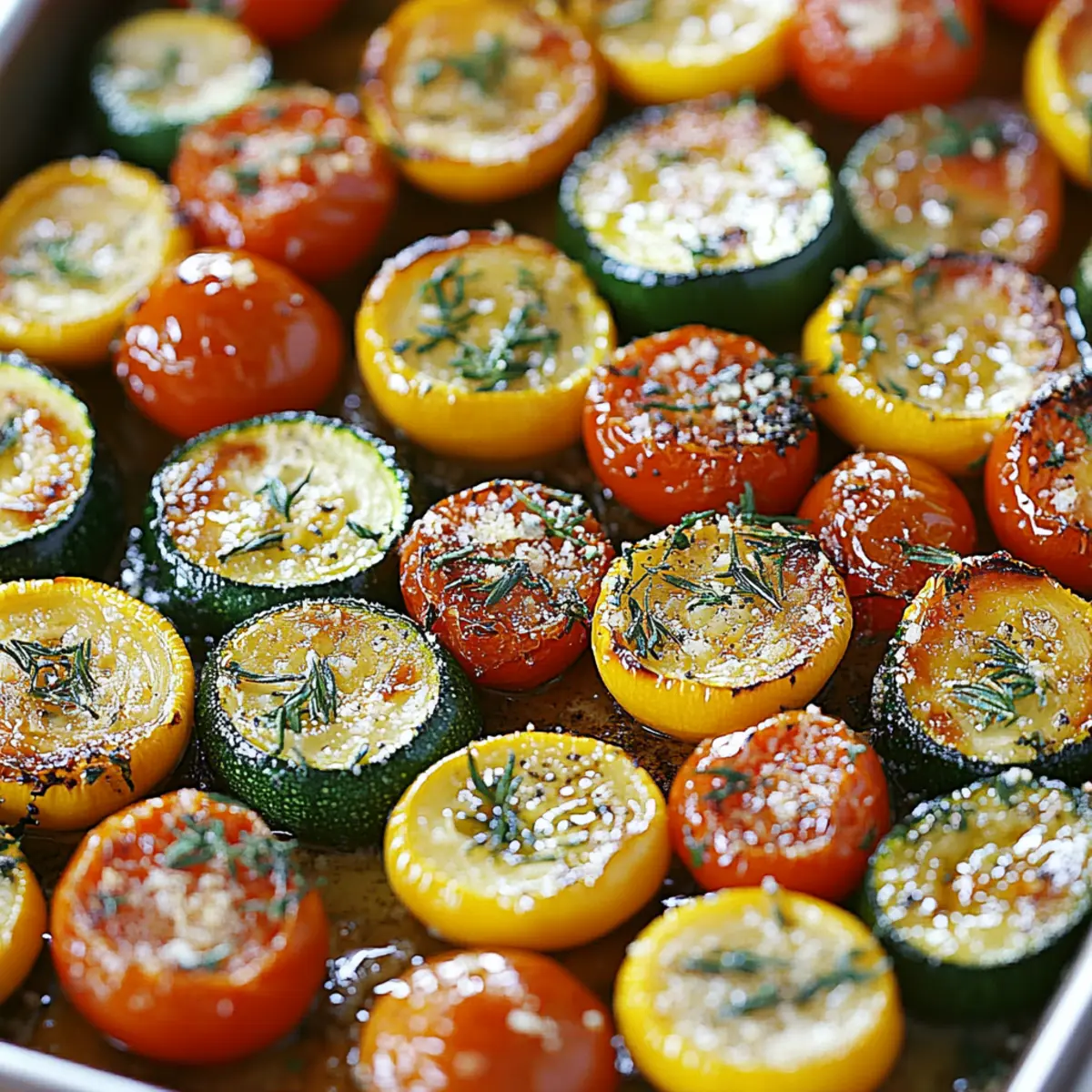 Roasted Garlic-Parmesan Zucchini, Squash, and Tomatoes Delight