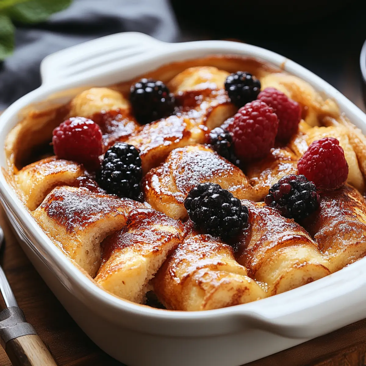 Indulgent French Toast Casserole with Croissants and Berries