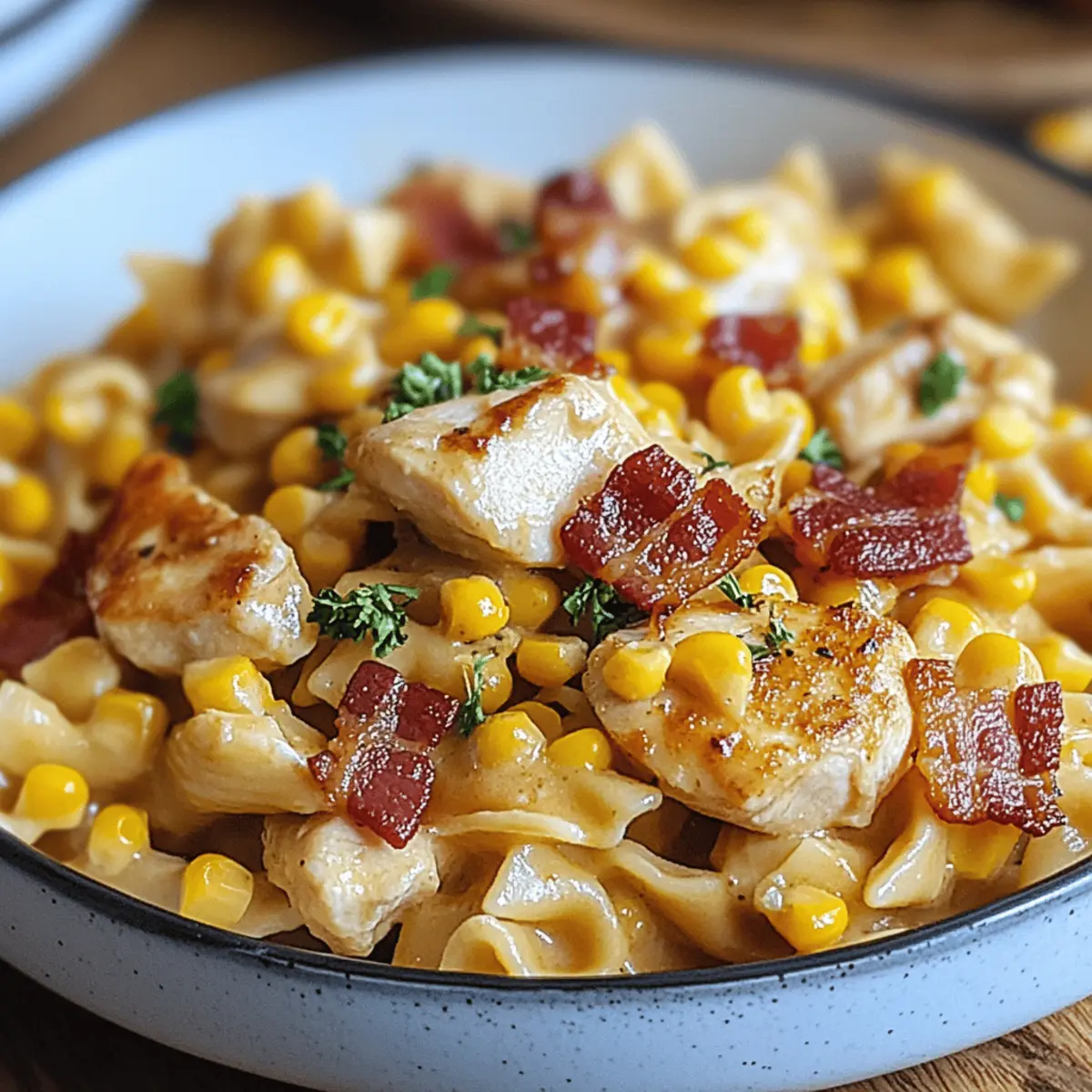 Indulgent Chicken Corn Pasta with Bacon for Cozy Nights