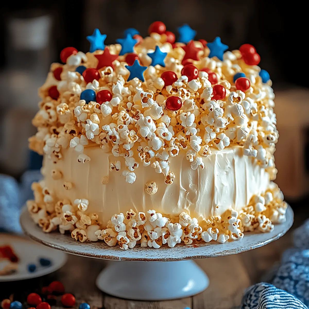 Easy Patriotic Popcorn Cake for Colorful Summer Celebrations