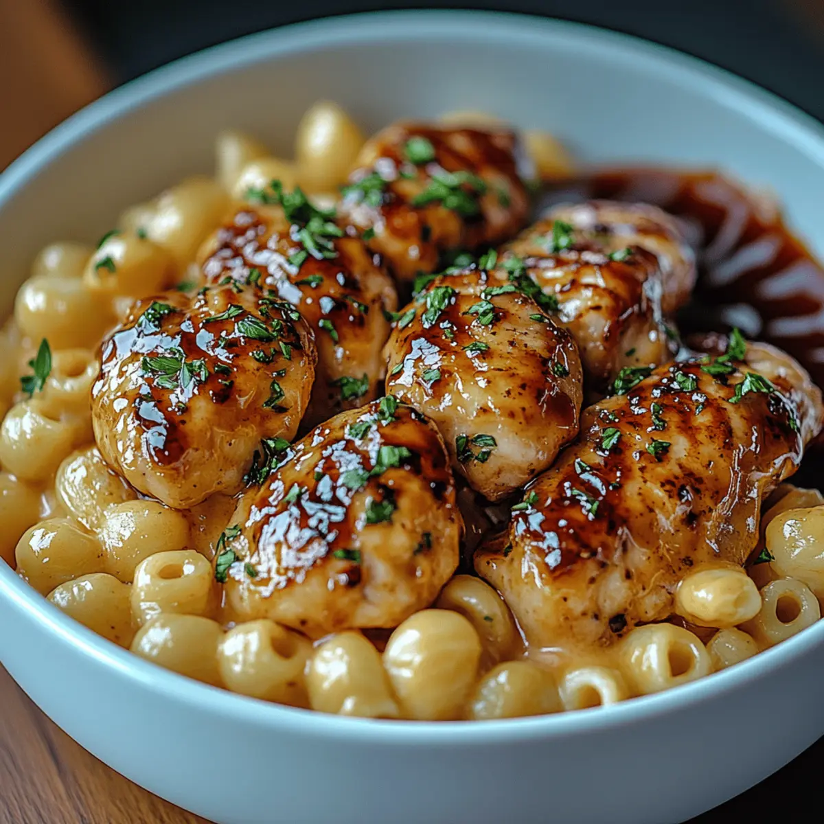 Juicy High Protein Honey Garlic Butter Chicken with Mac and Cheese