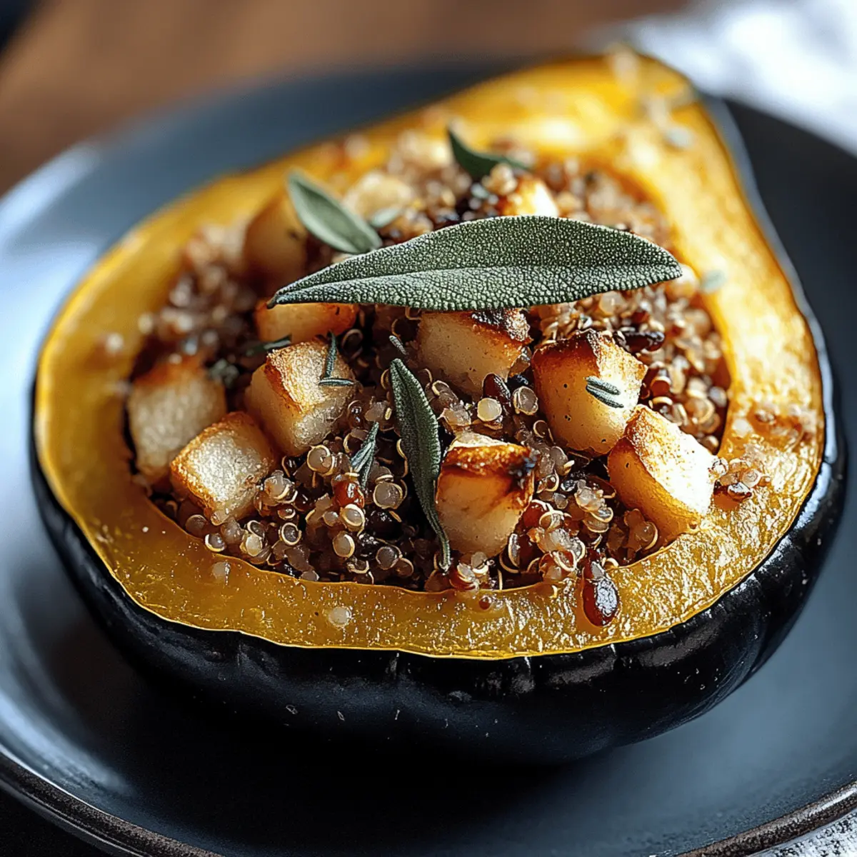 Delicious Quinoa, Apple & Sage Stuffed Acorn Squash Delight