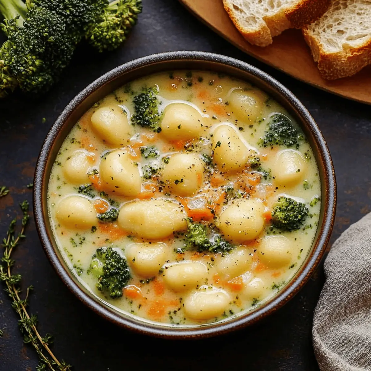 Indulgent Broccoli Cheddar Gnocchi Soup for Cozy Nights