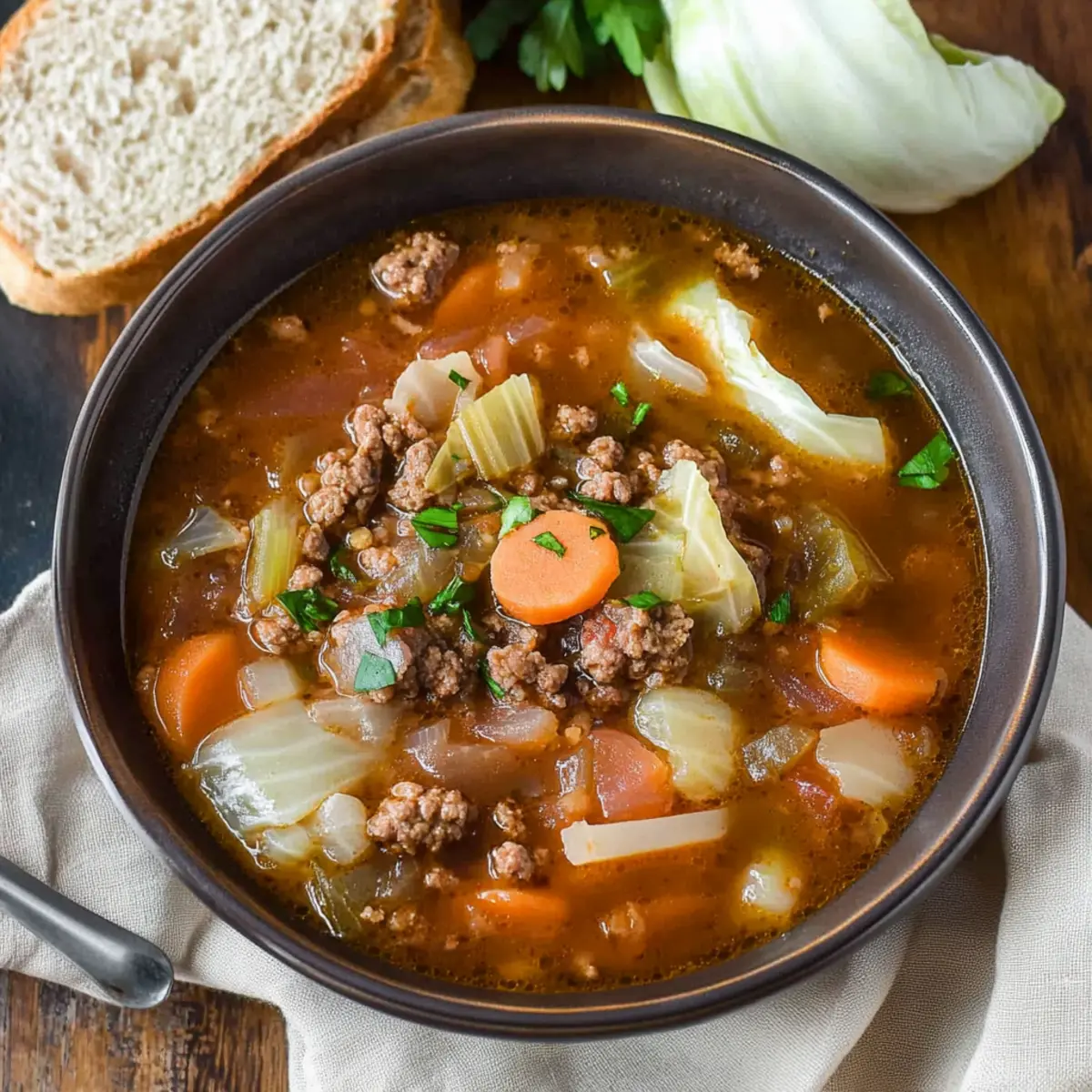Ground Beef and Cabbage Soup
