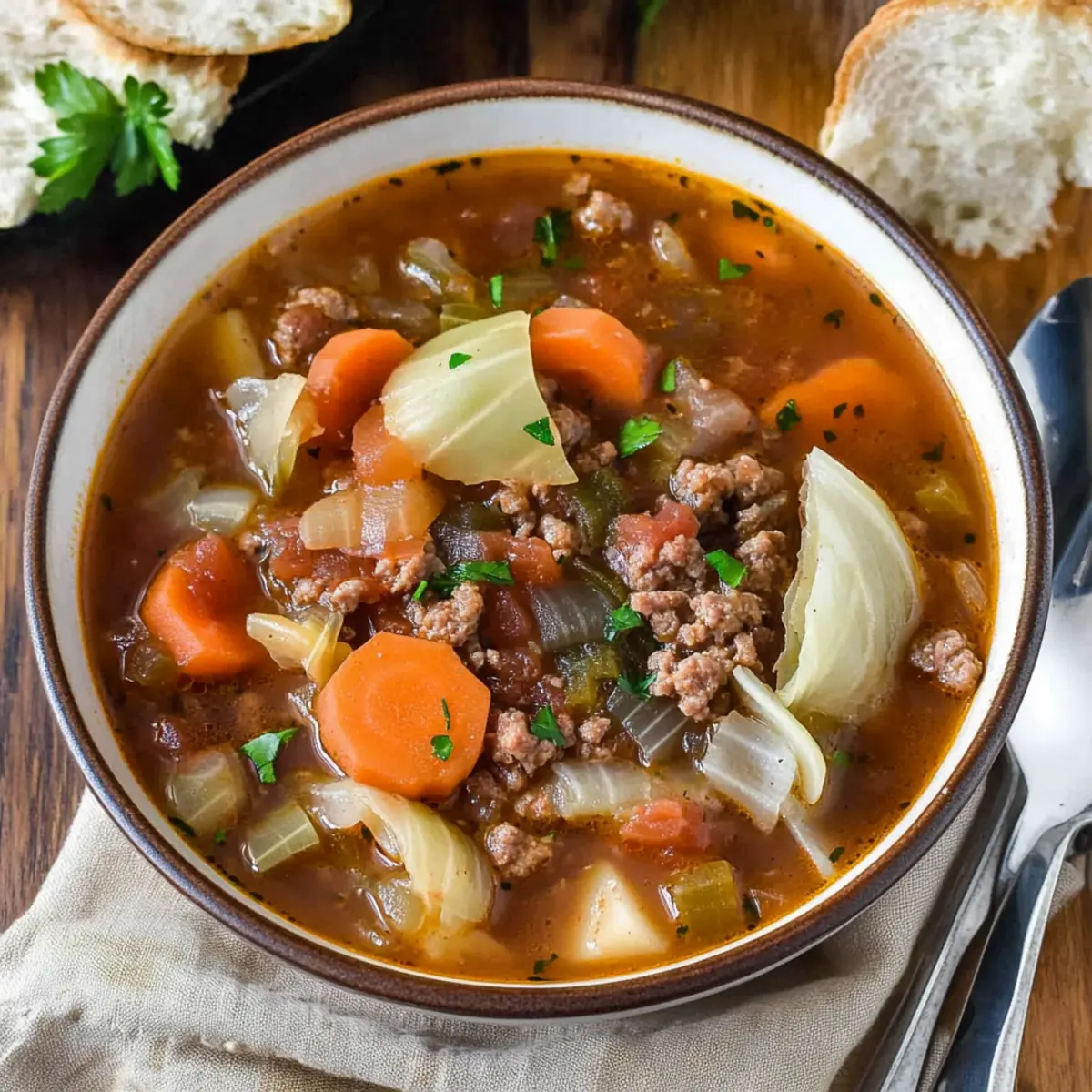 Ground Beef and Cabbage Soup