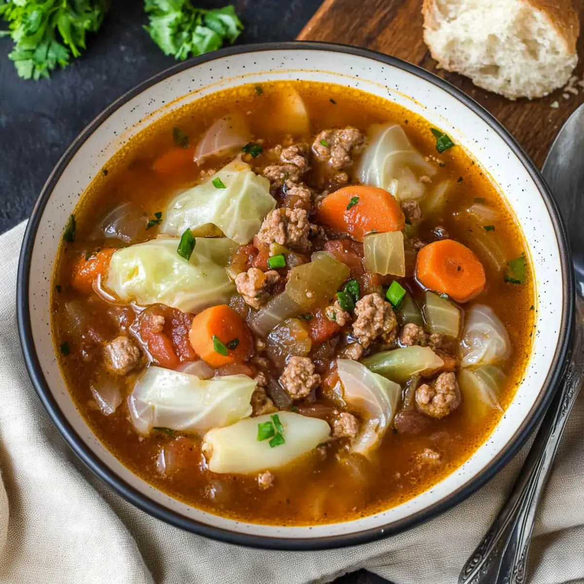 Ground Beef and Cabbage Soup