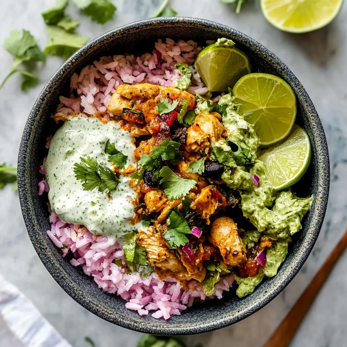 Instant Pot Salsa Chicken with Cilantro-Lime Crema