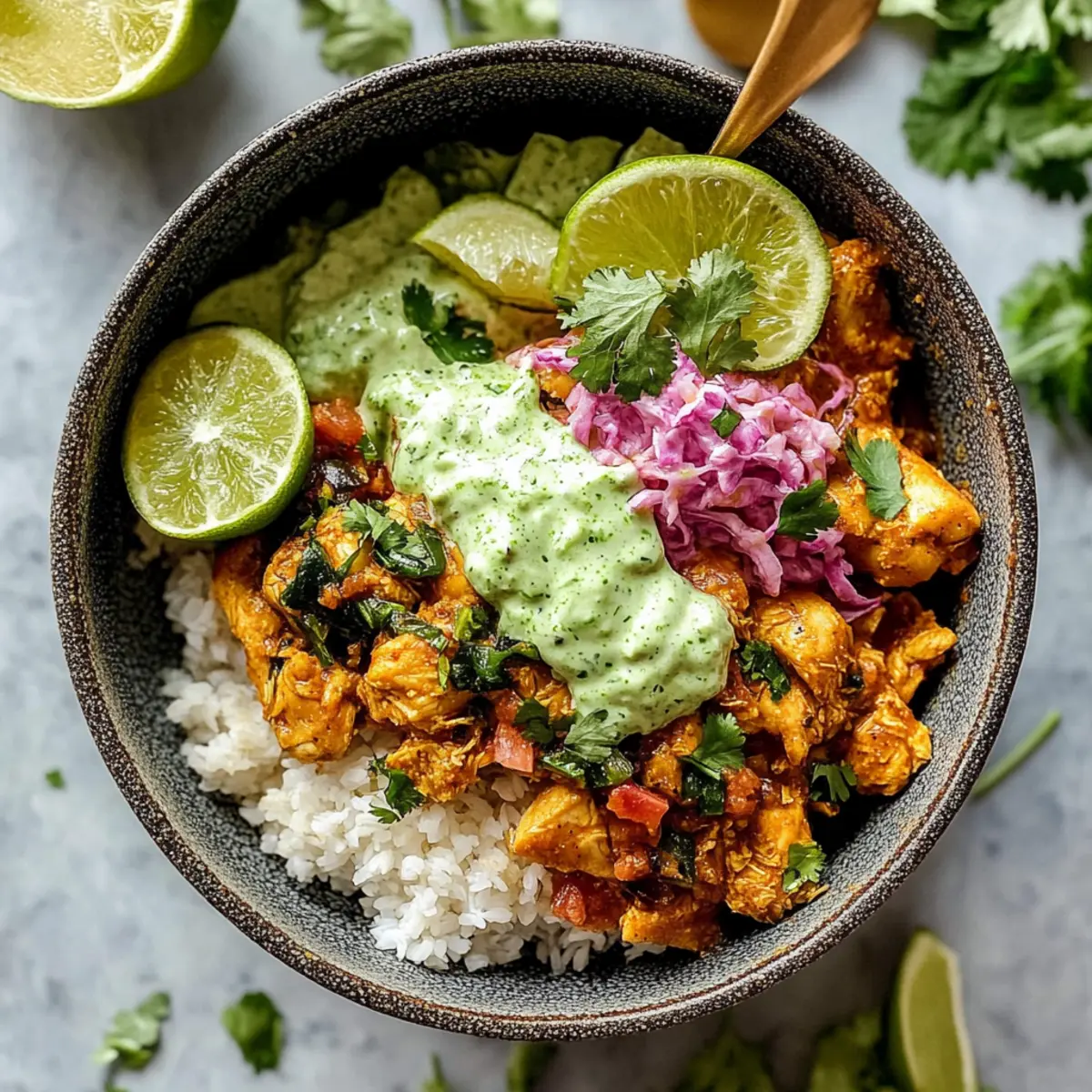 Instant Pot Salsa Chicken with Cilantro-Lime Crema