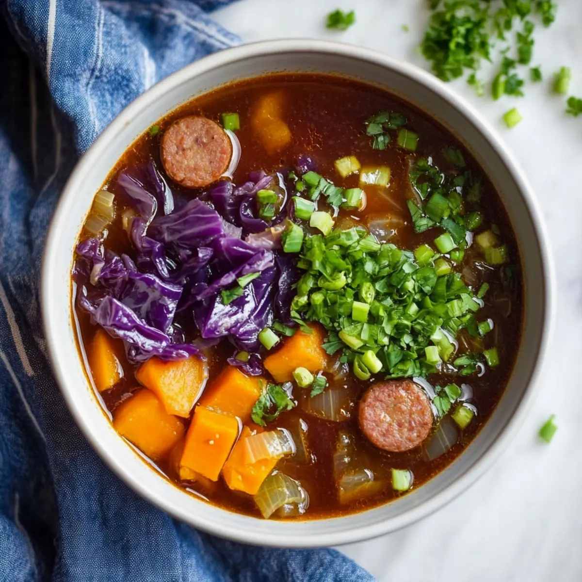 Hearty Sausage Cabbage Sweet Potato Stew for Instant Pot & More