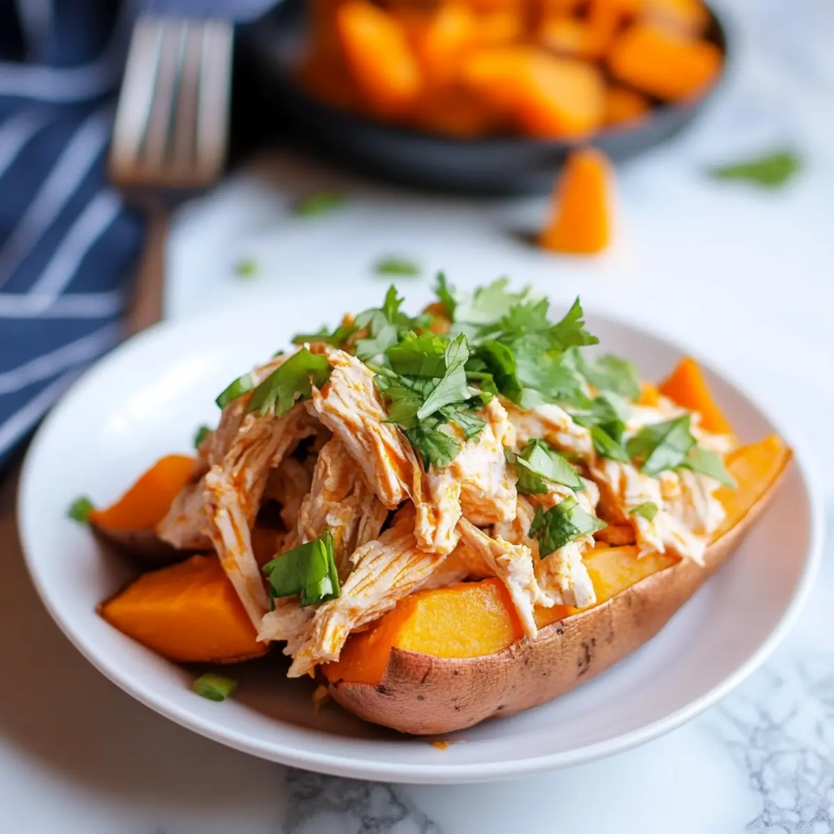 Easy Slow Cooker Buffalo Chicken Sweet Potatoes That Wow!
