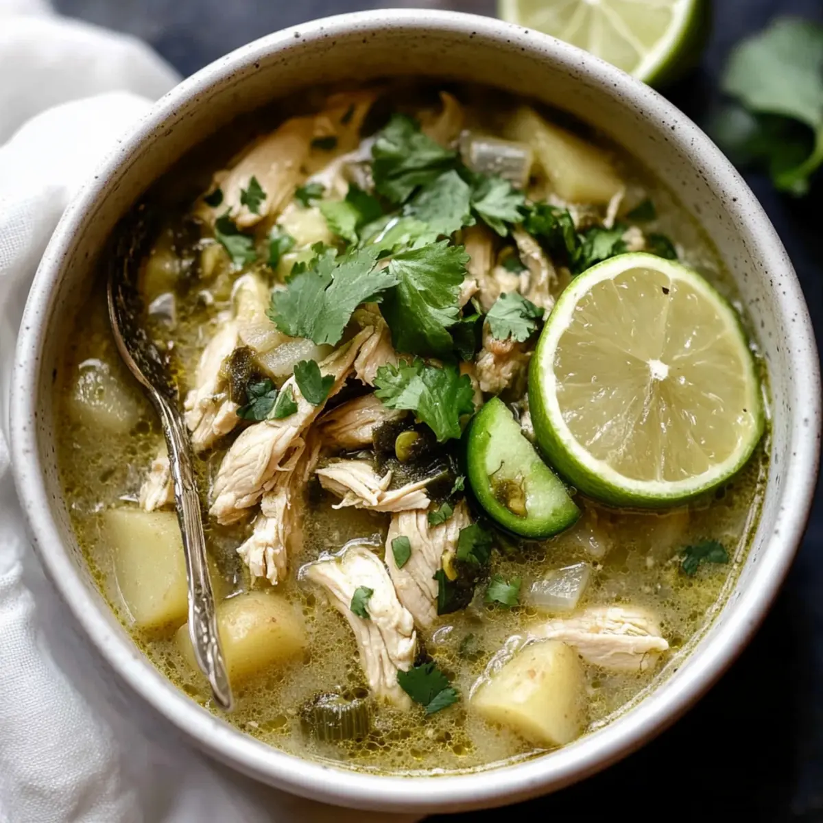 Hearty Slow Cooker Chicken Chile Verde Stew with Potatoes