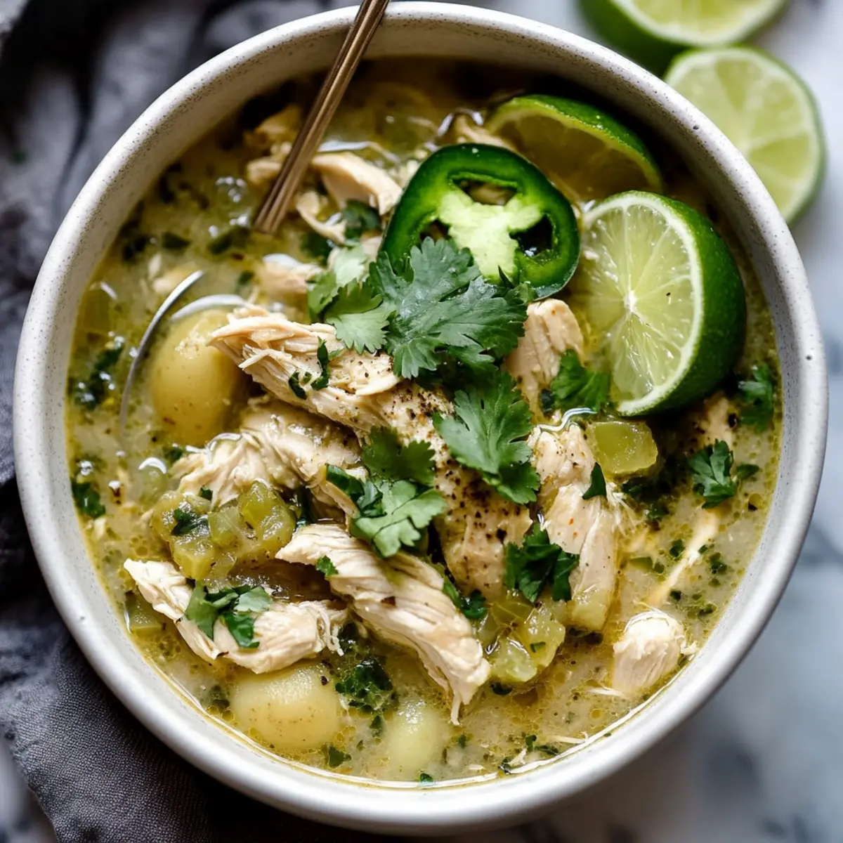 Slow Cooker Chicken Chile Verde Stew with Potatoes