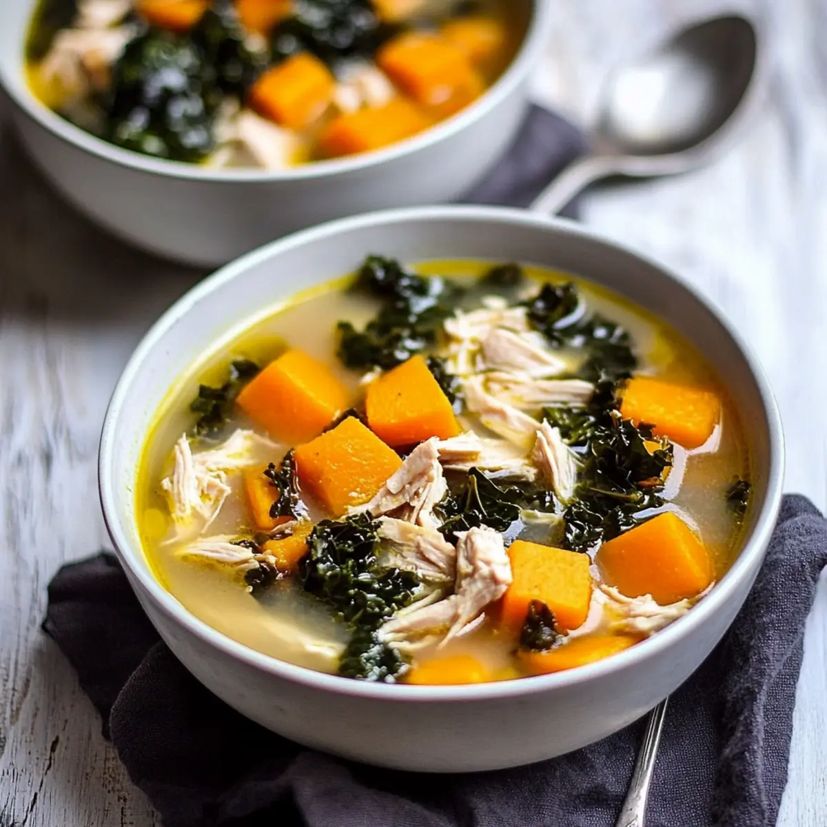 Slow Cooker Chicken Sweet Potato Soup with Kale