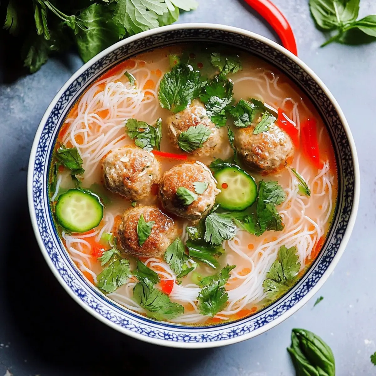 Thai Inspired Chicken Meatball Soup