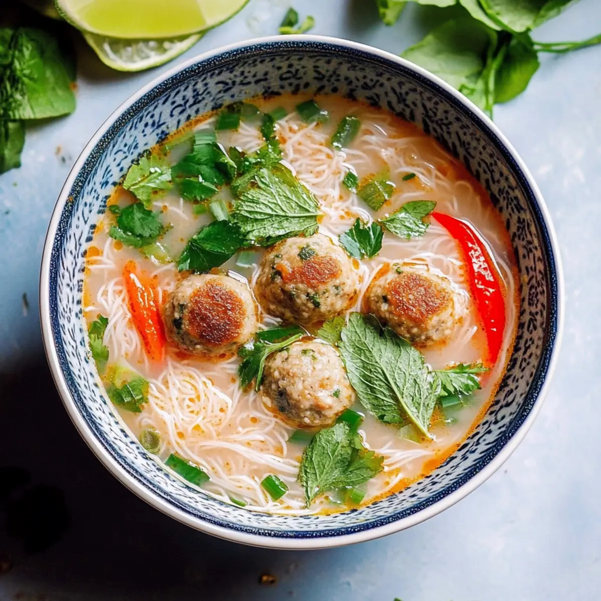 Thai Inspired Chicken Meatball Soup
