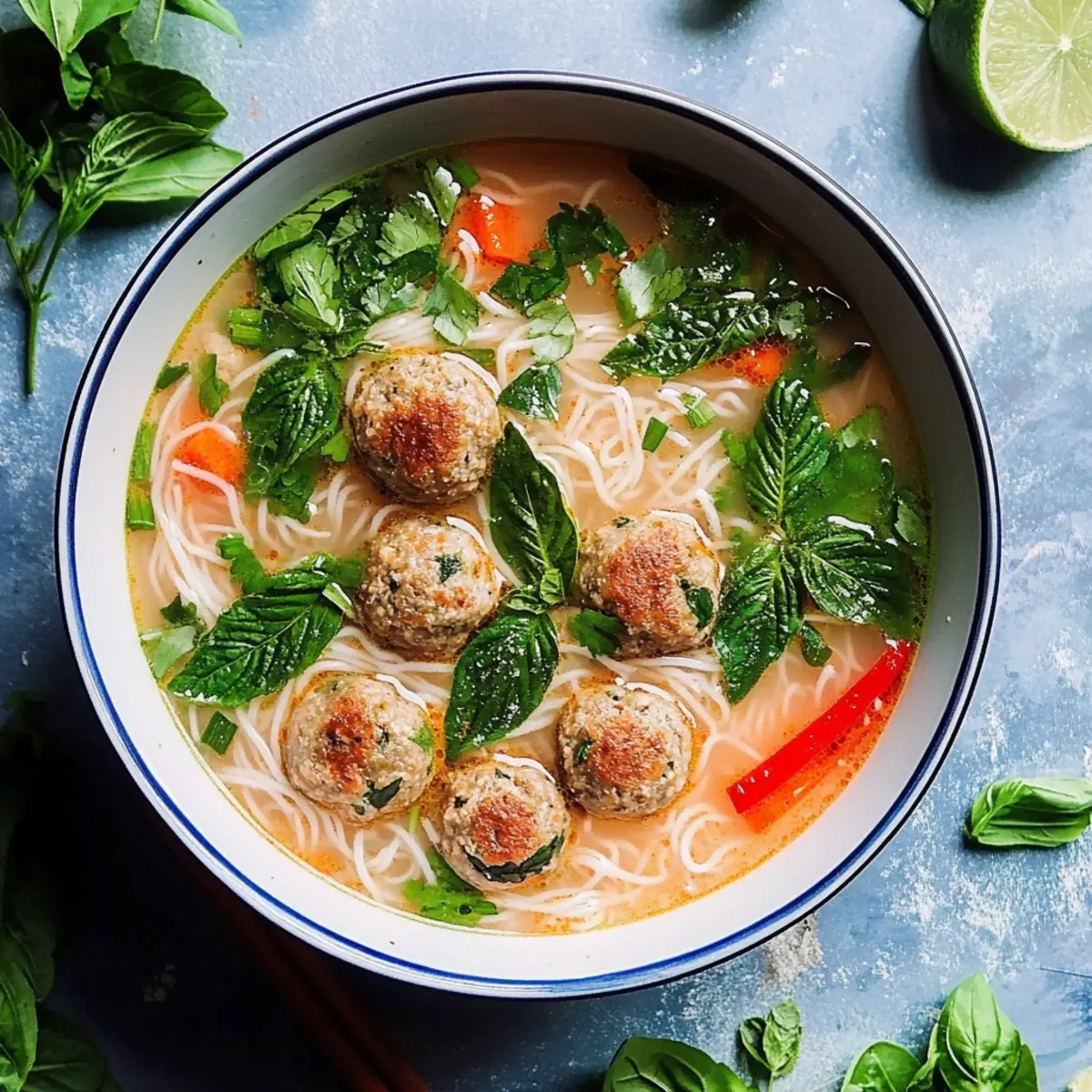 Thai Inspired Chicken Meatball Soup