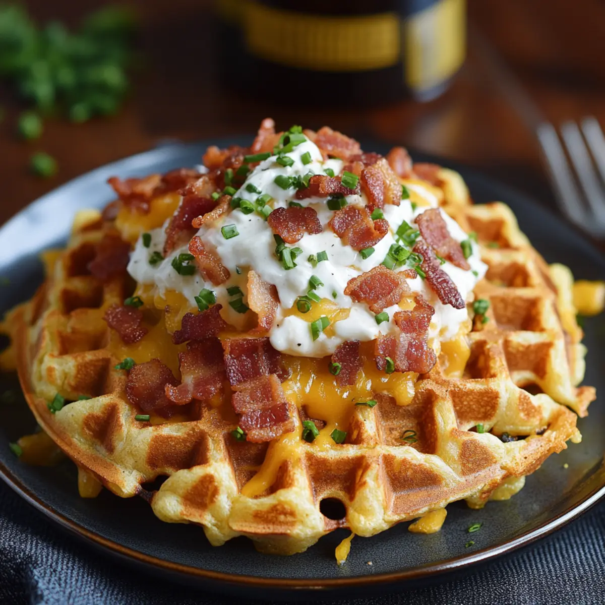 Bacon and Cheese Loaded Hashbrown Waffles