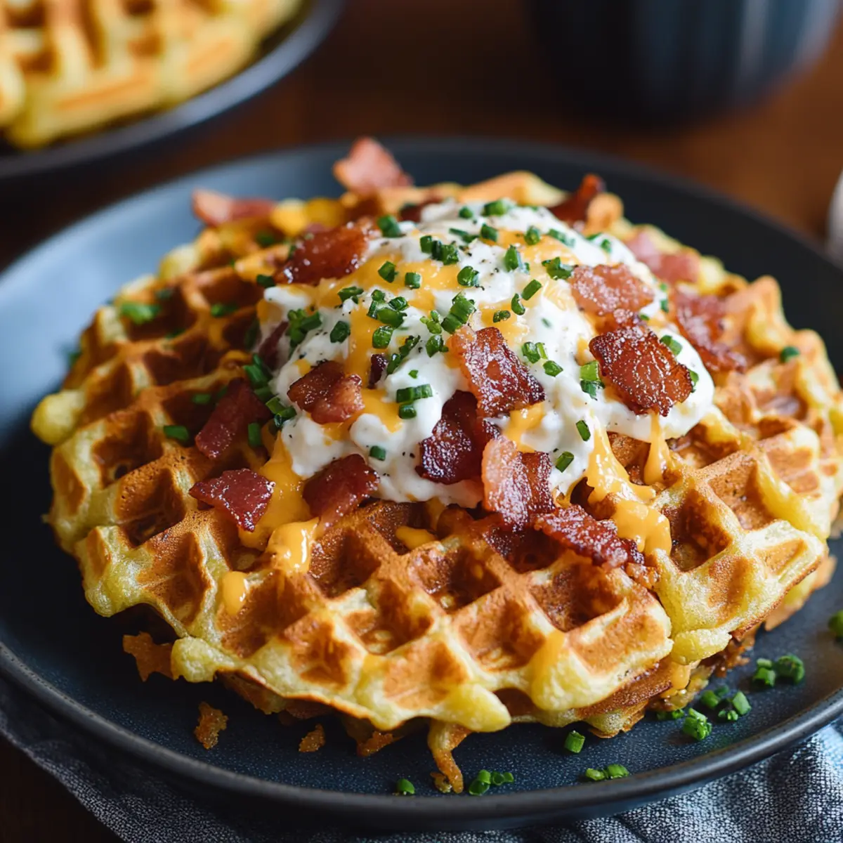 Bacon and Cheese Loaded Hashbrown Waffles