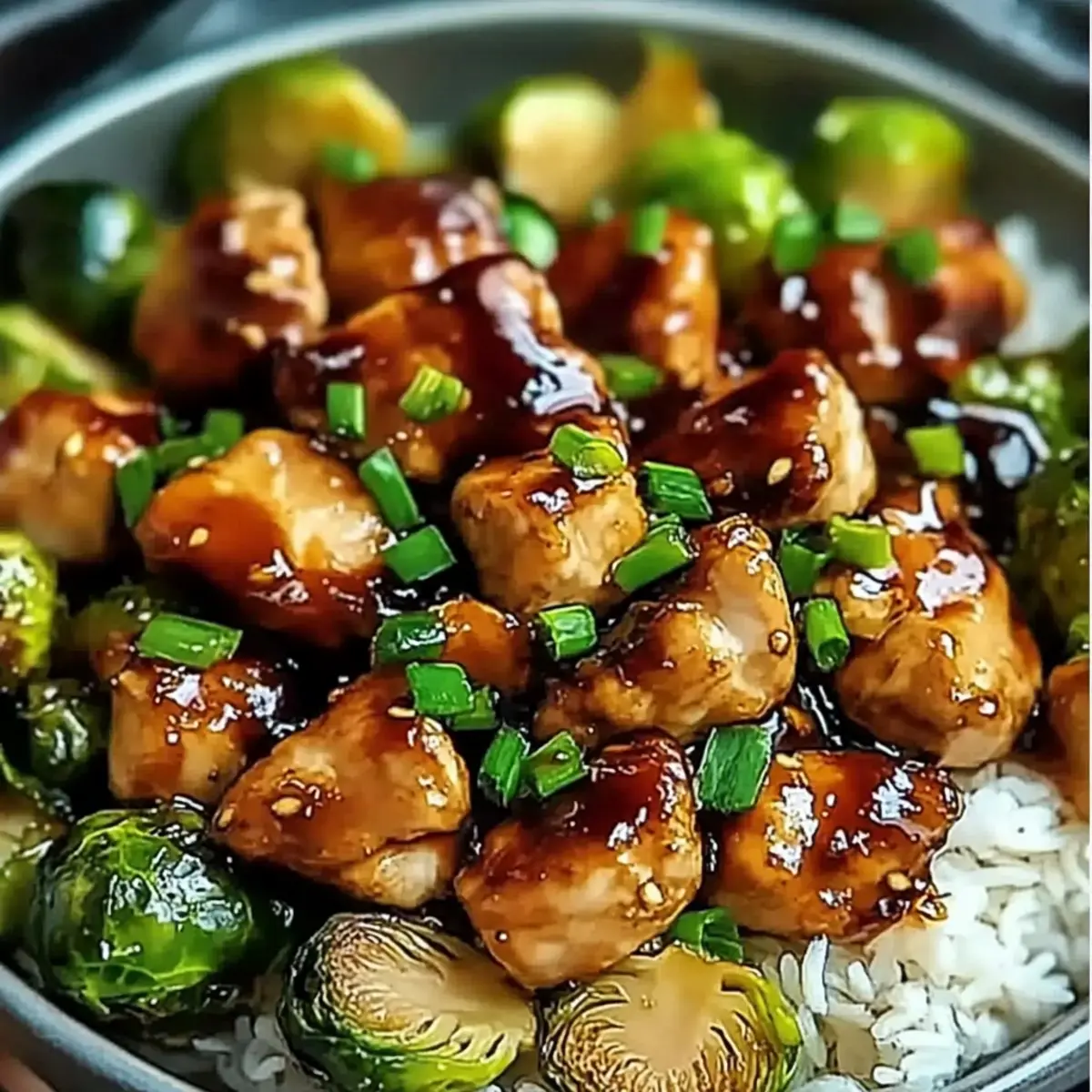 Irresistibly Easy Air Fryer Sweet Chili Chicken and Brussels Sprouts