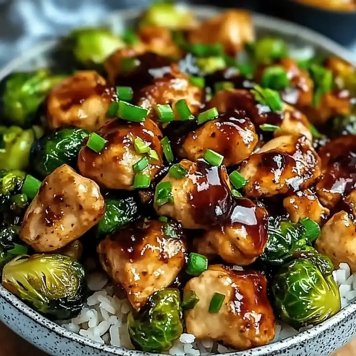 Air Fryer Sweet Chili Chicken and Brussels Sprouts