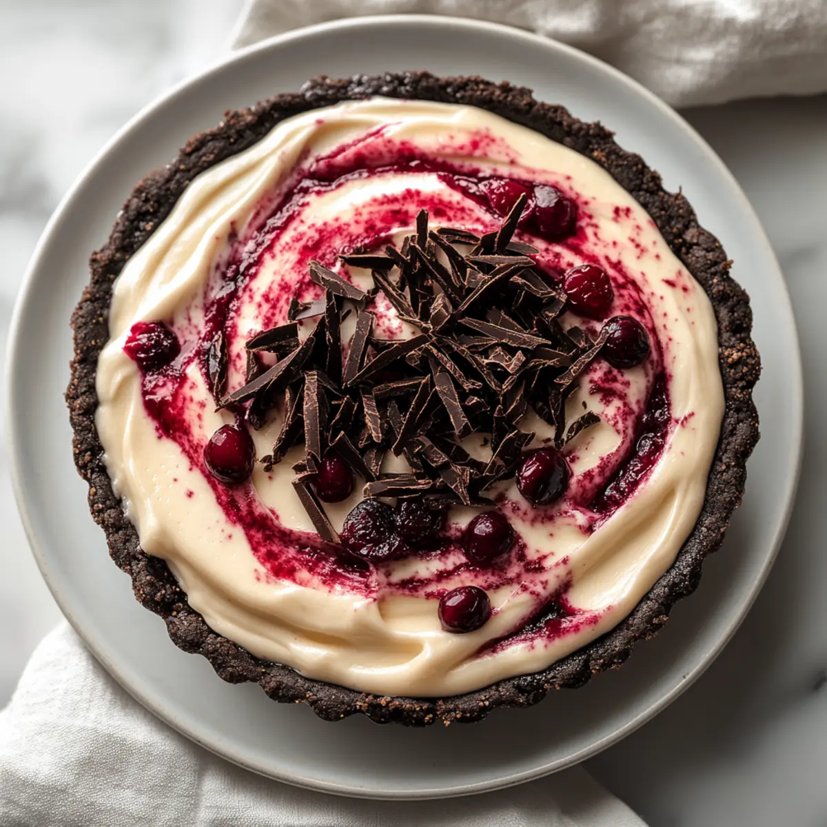 Indulgent No-Bake Chocolate Cranberry Cream Pie Bliss
