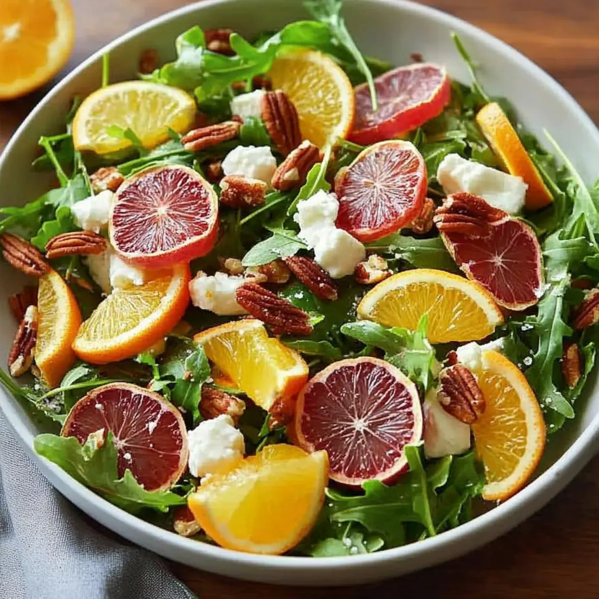 Zesty Citrus Arugula Salad with Goat Cheese and Crunchy Nuts