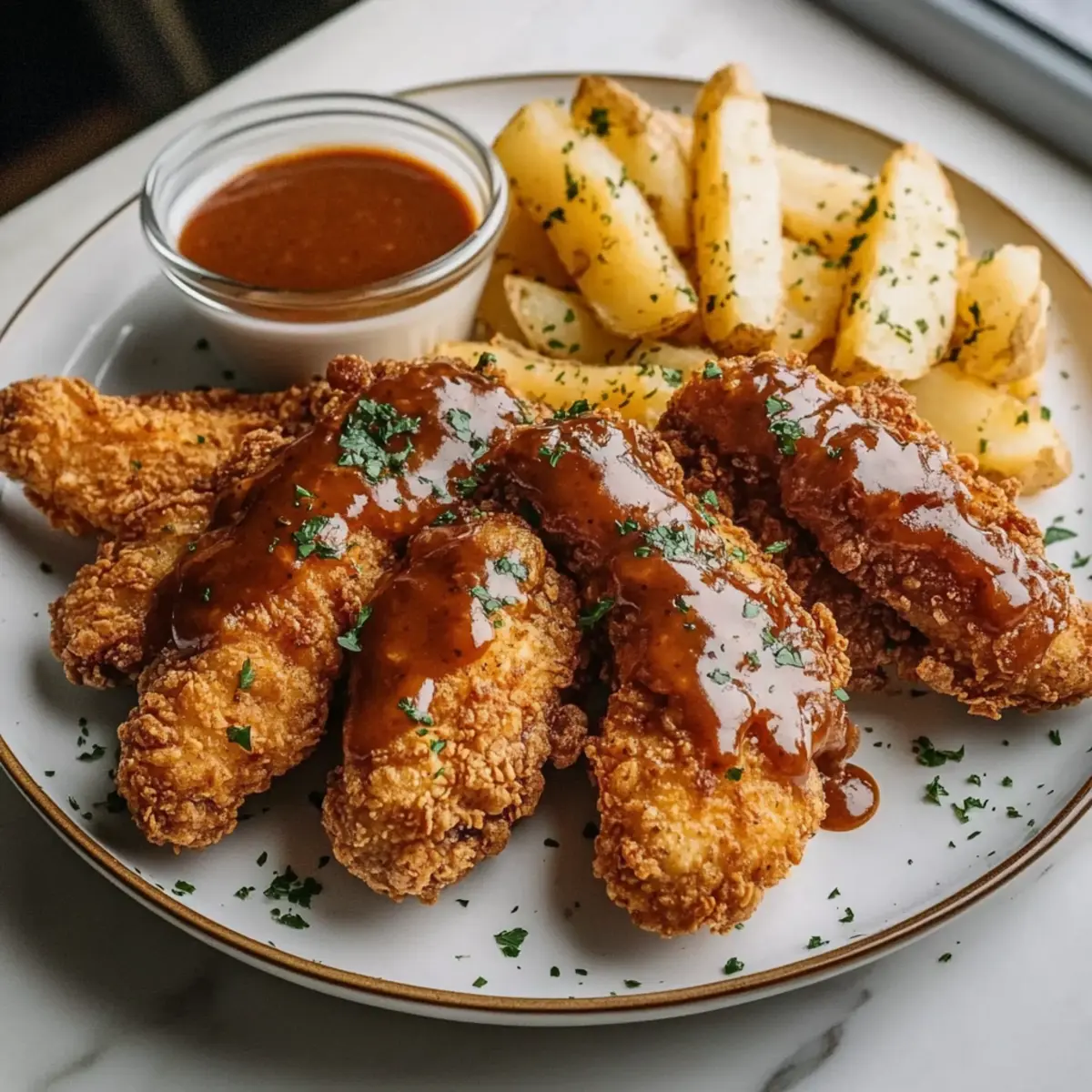 Indulgent Crispy Fried Chicken with Cheesy Potato Wedges