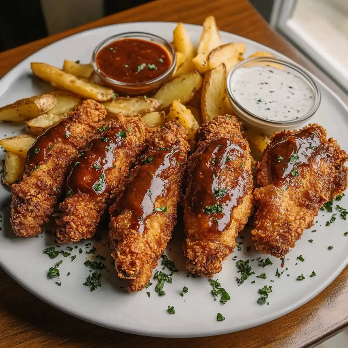 Crispy Fried Chicken with Cheesy Potato Wedges