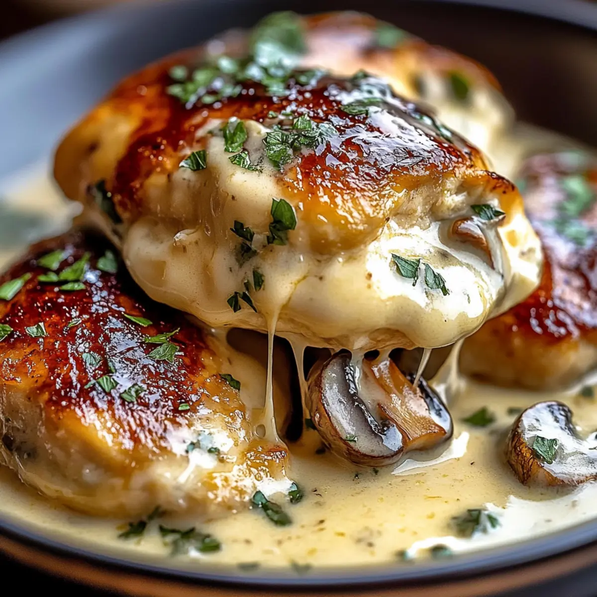 Indulgent Garlic Butter Mushroom Stuffed Chicken Delight