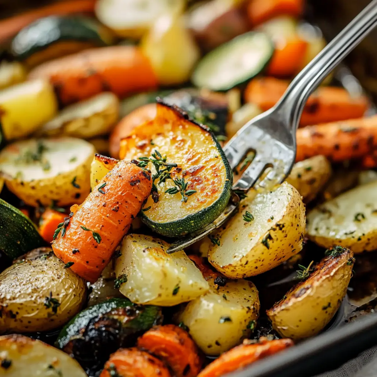 Garlic Herb Roasted Potatoes, Carrots, and Zucchini