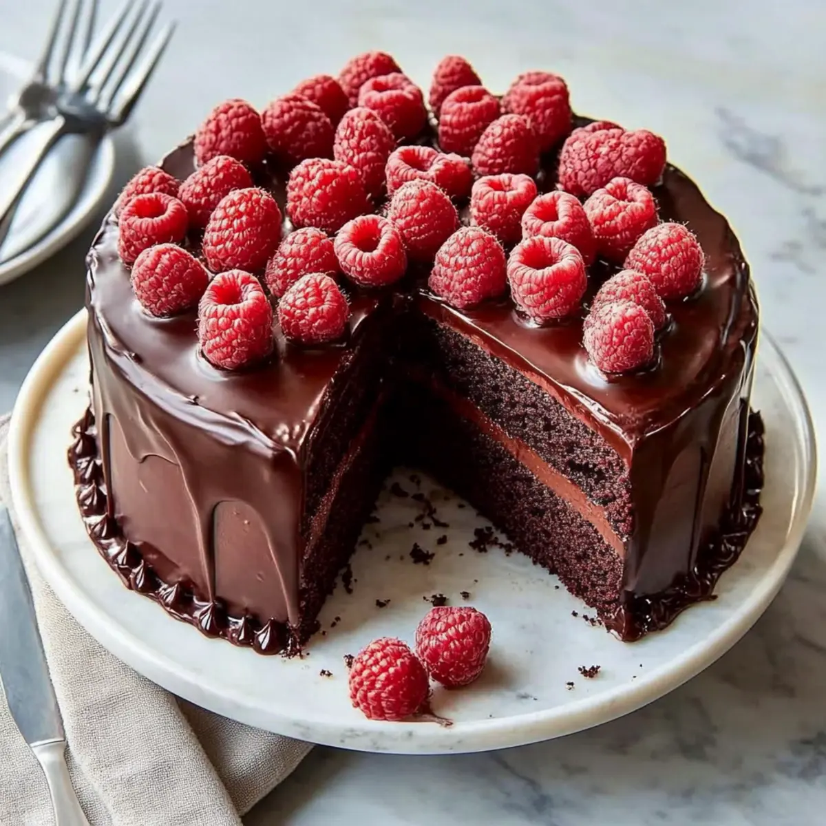 Raspberry Chocolate Ganache Cake