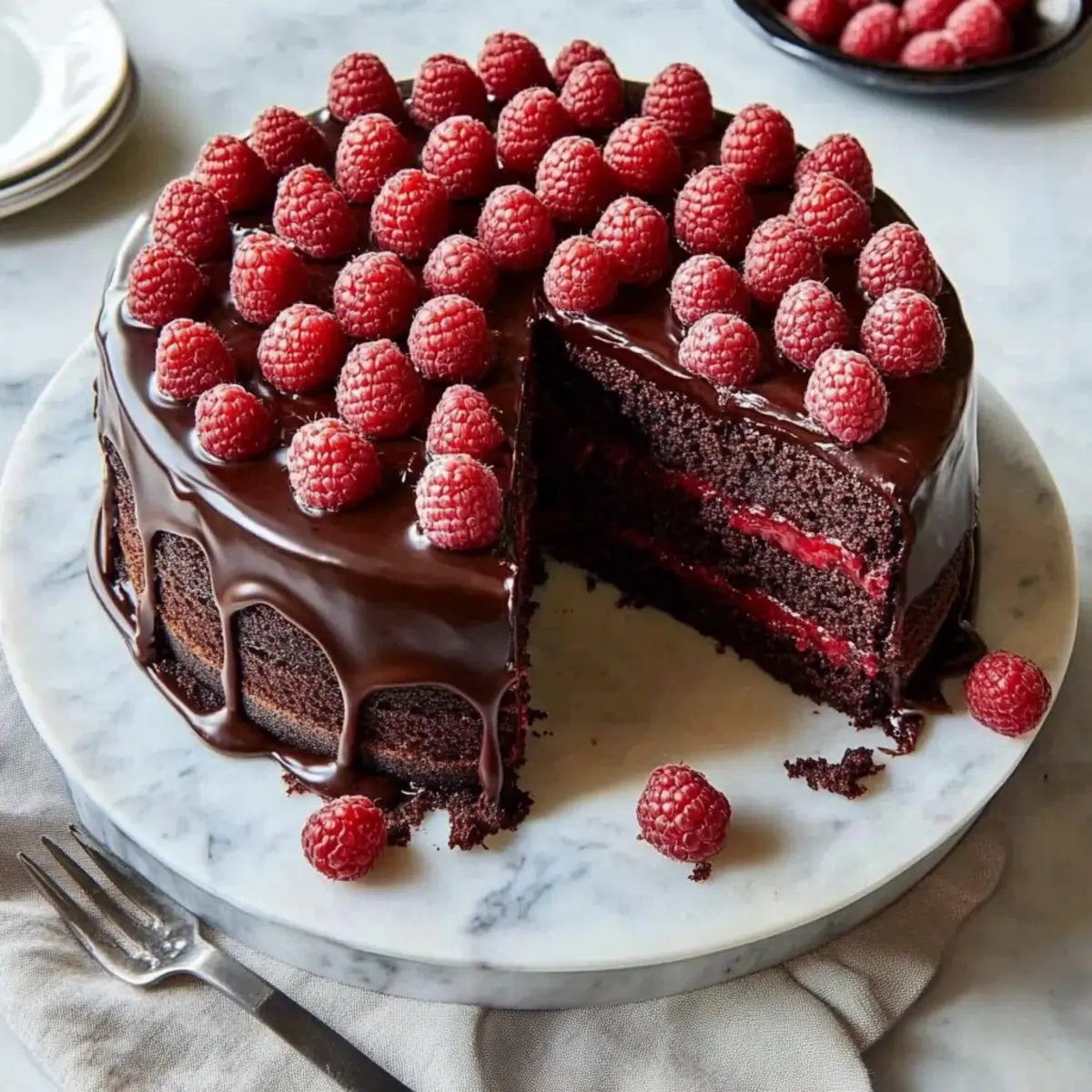 Raspberry Chocolate Ganache Cake