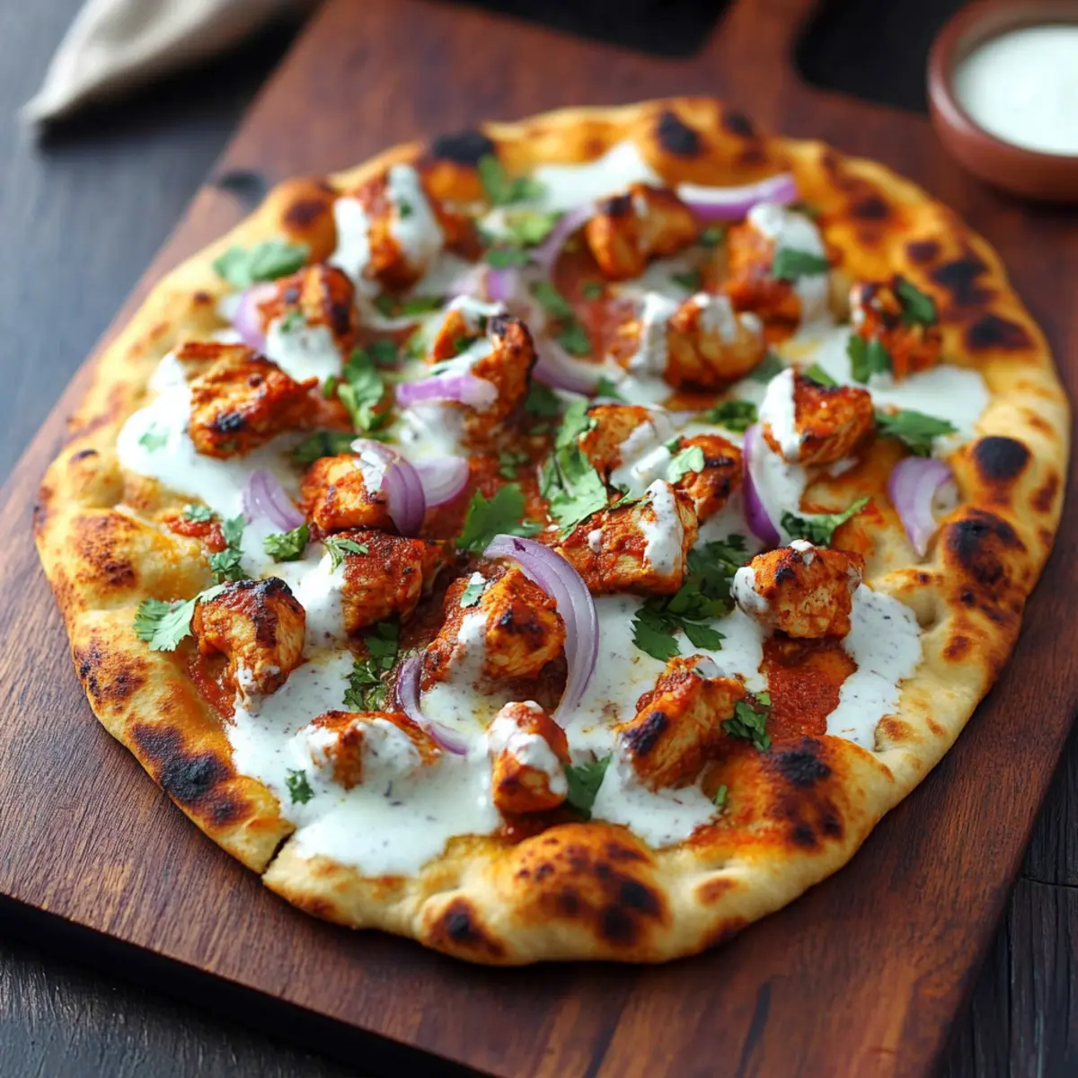 Tandoori Chicken Naan Pizza