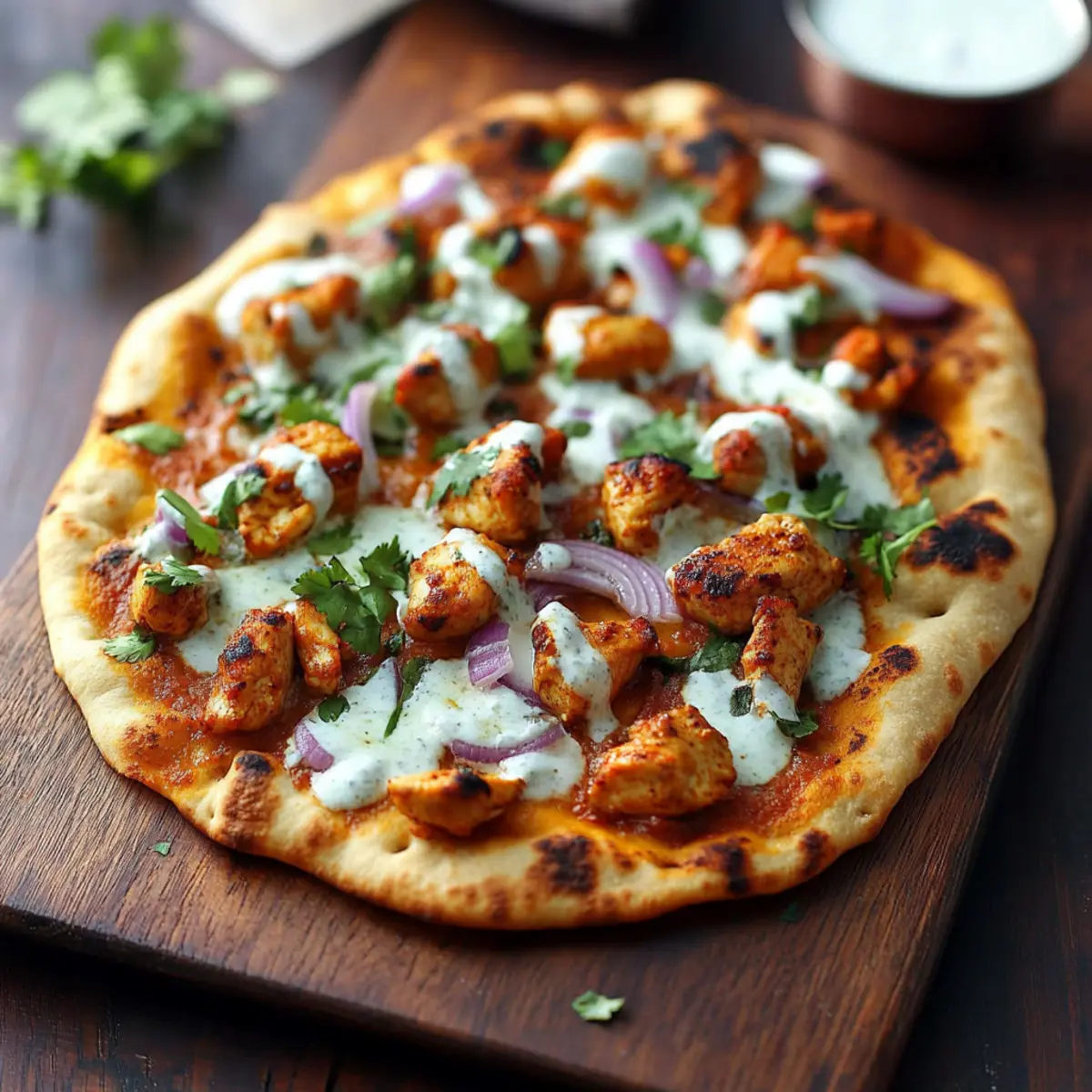 Tandoori Chicken Naan Pizza