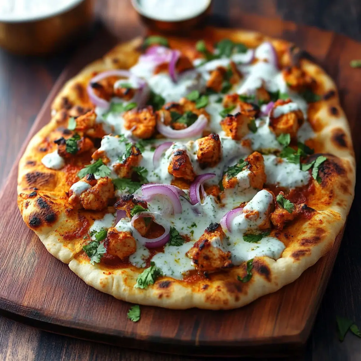 Tandoori Chicken Naan Pizza