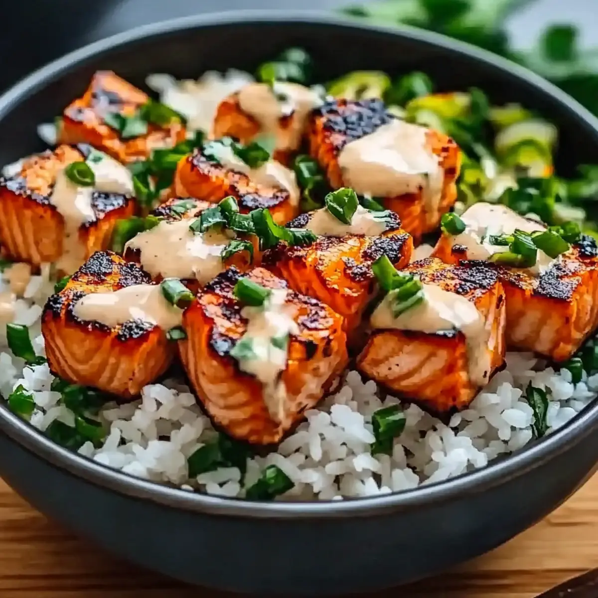 Bang Bang Salmon Bowls With Rice