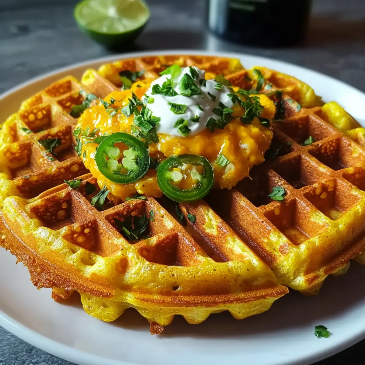 Cheddar Jalapeño Cornbread Waffles