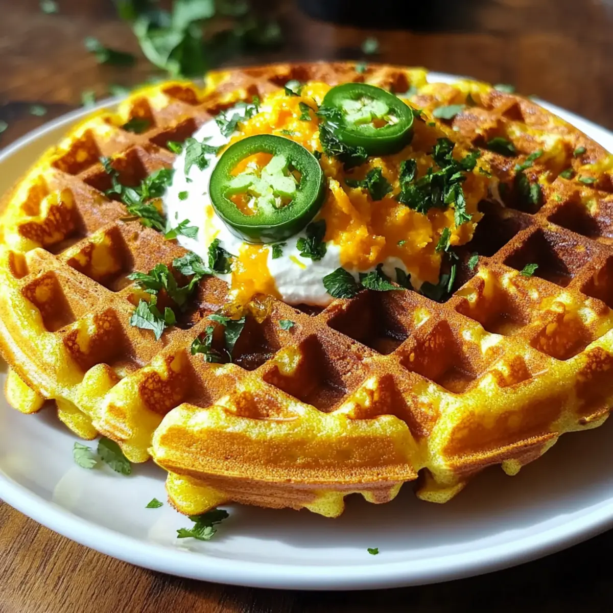 Cheddar Jalapeño Cornbread Waffles
