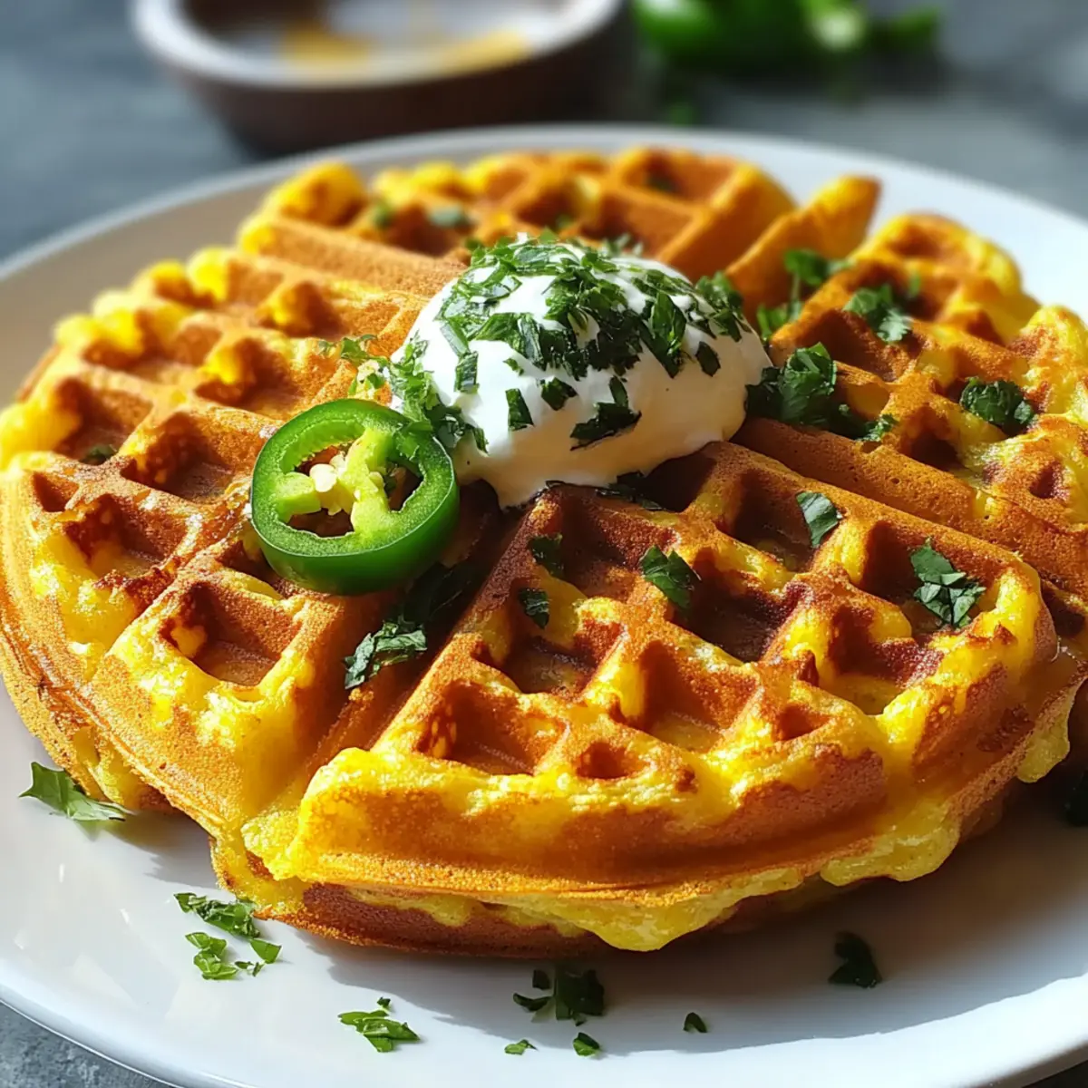 Cheddar Jalapeño Cornbread Waffles