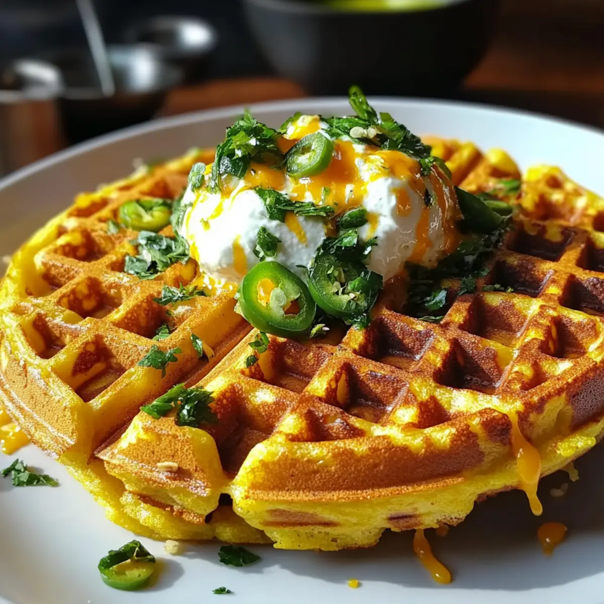 Cheddar Jalapeño Cornbread Waffles: A Savory Breakfast Delight