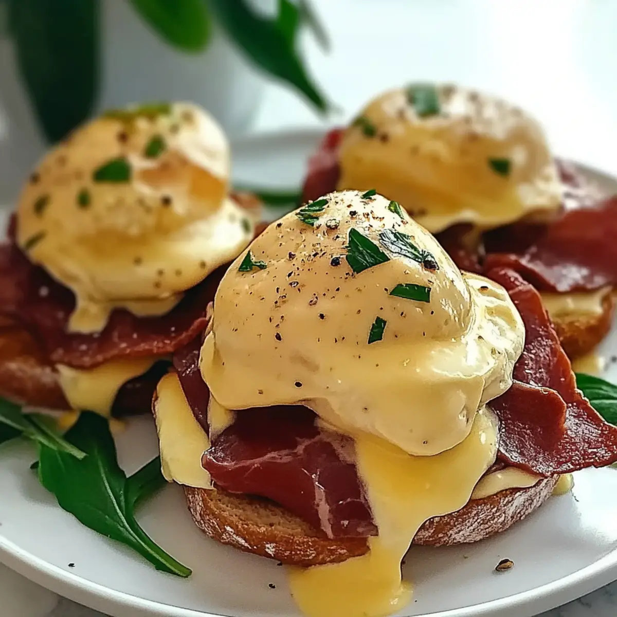 Indulgent Eggs Benedict with Beef Bresaola for Gourmet Mornings