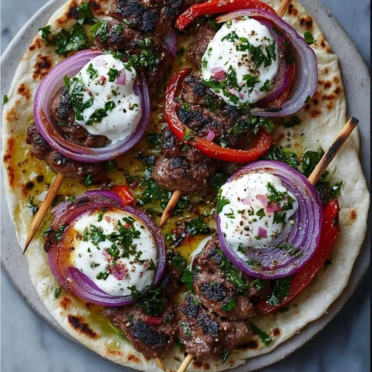 Juicy Oven-Baked Kebabs with Sumac Onions and Garlic Yoghurt