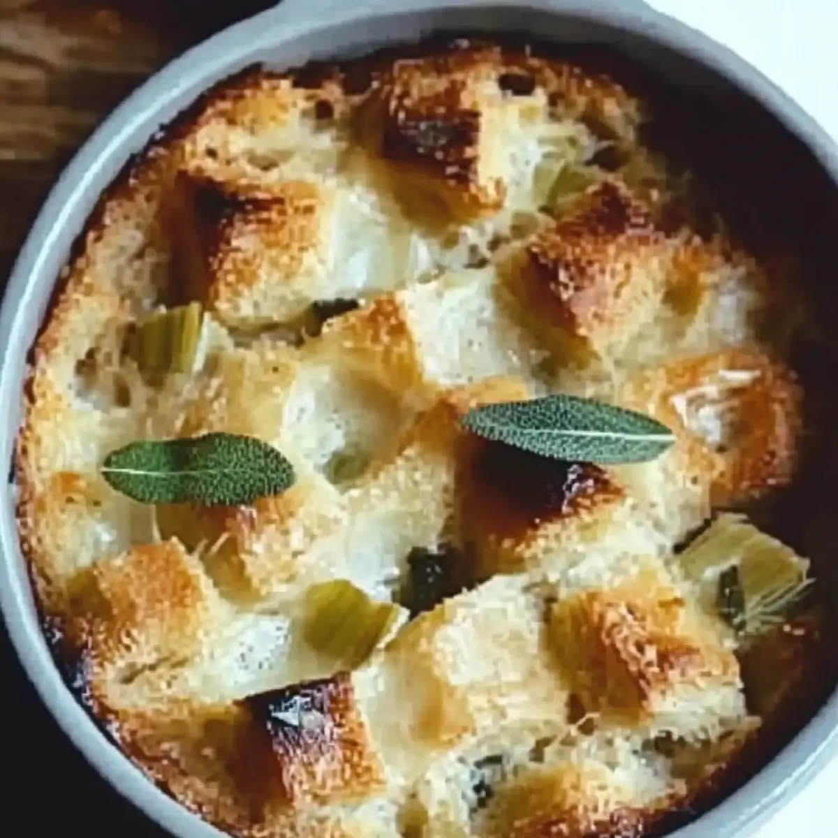 Rustic Artichoke Leek Bread Pudding