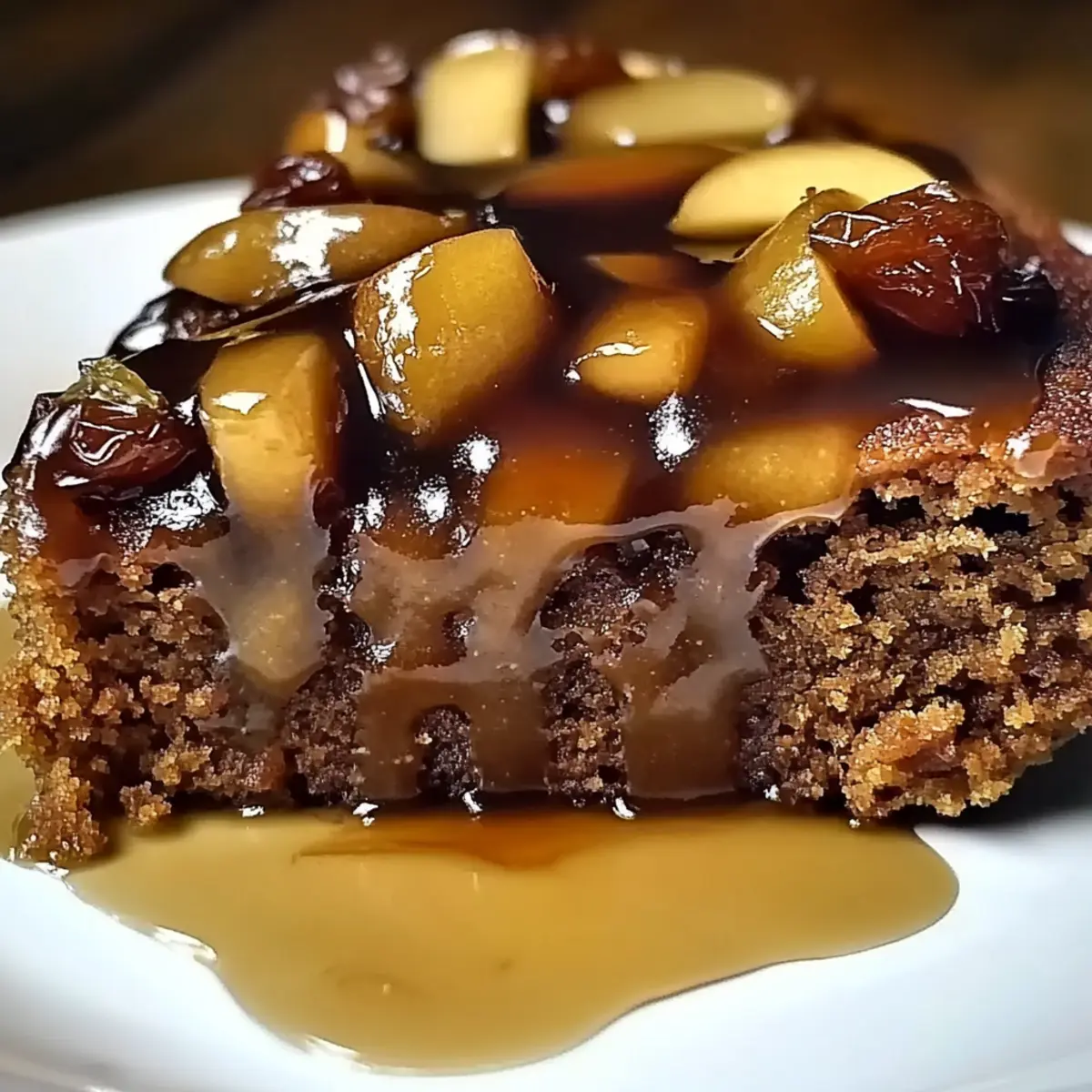 Indulgent Soft Apple Date Rustic Cake with Toffee Glaze