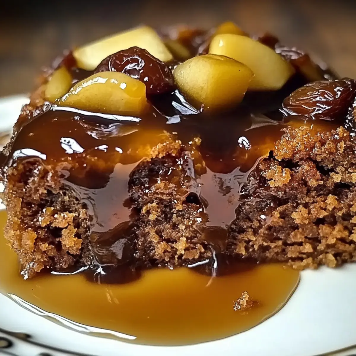 Soft Apple Date Rustic Cake with Toffee Glaze