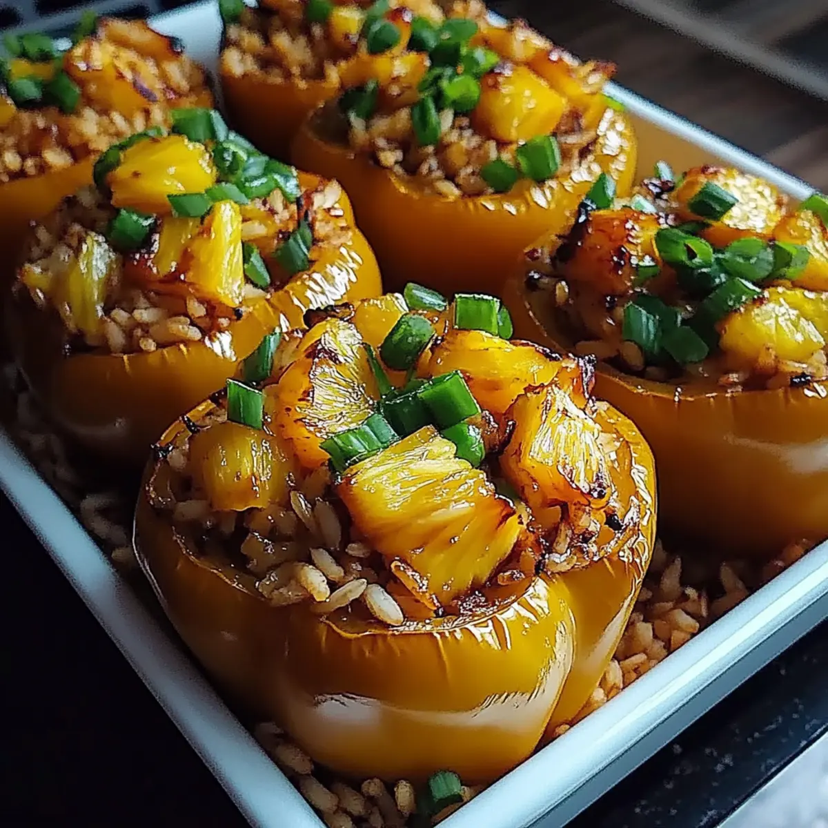 Teriyaki Pineapple Chicken And Rice Stuffed Peppers