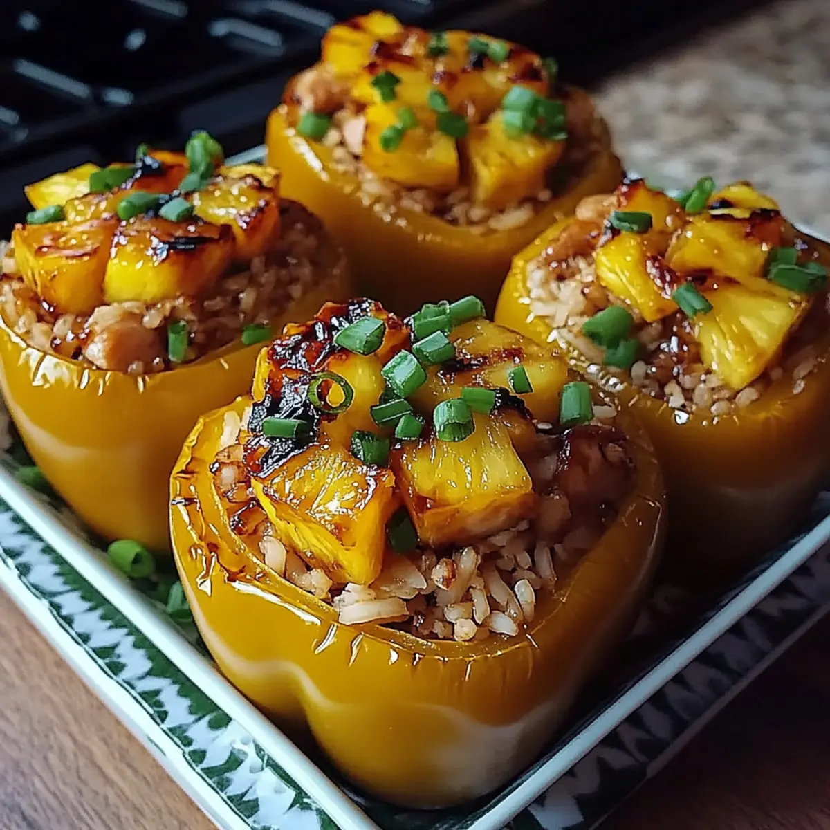 Juicy Teriyaki Pineapple Chicken and Rice Stuffed Peppers