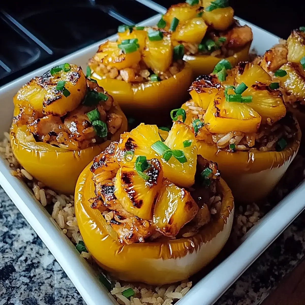 Teriyaki Pineapple Chicken And Rice Stuffed Peppers